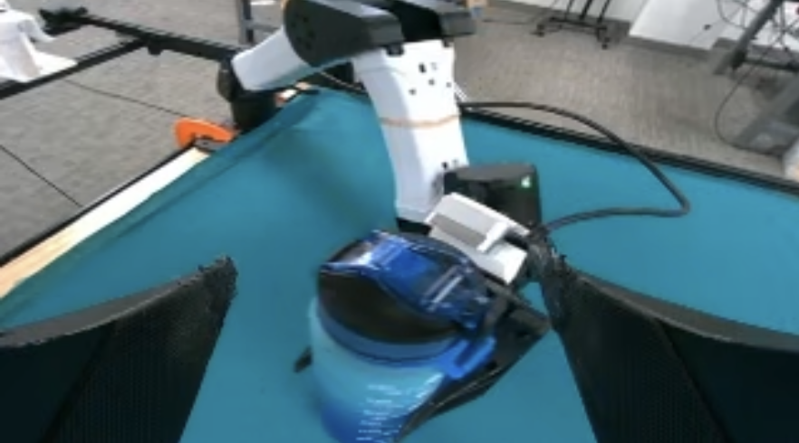 Camera observation during seal-water-bottle-cap execution, where the cap tightness is difficult to infer visually